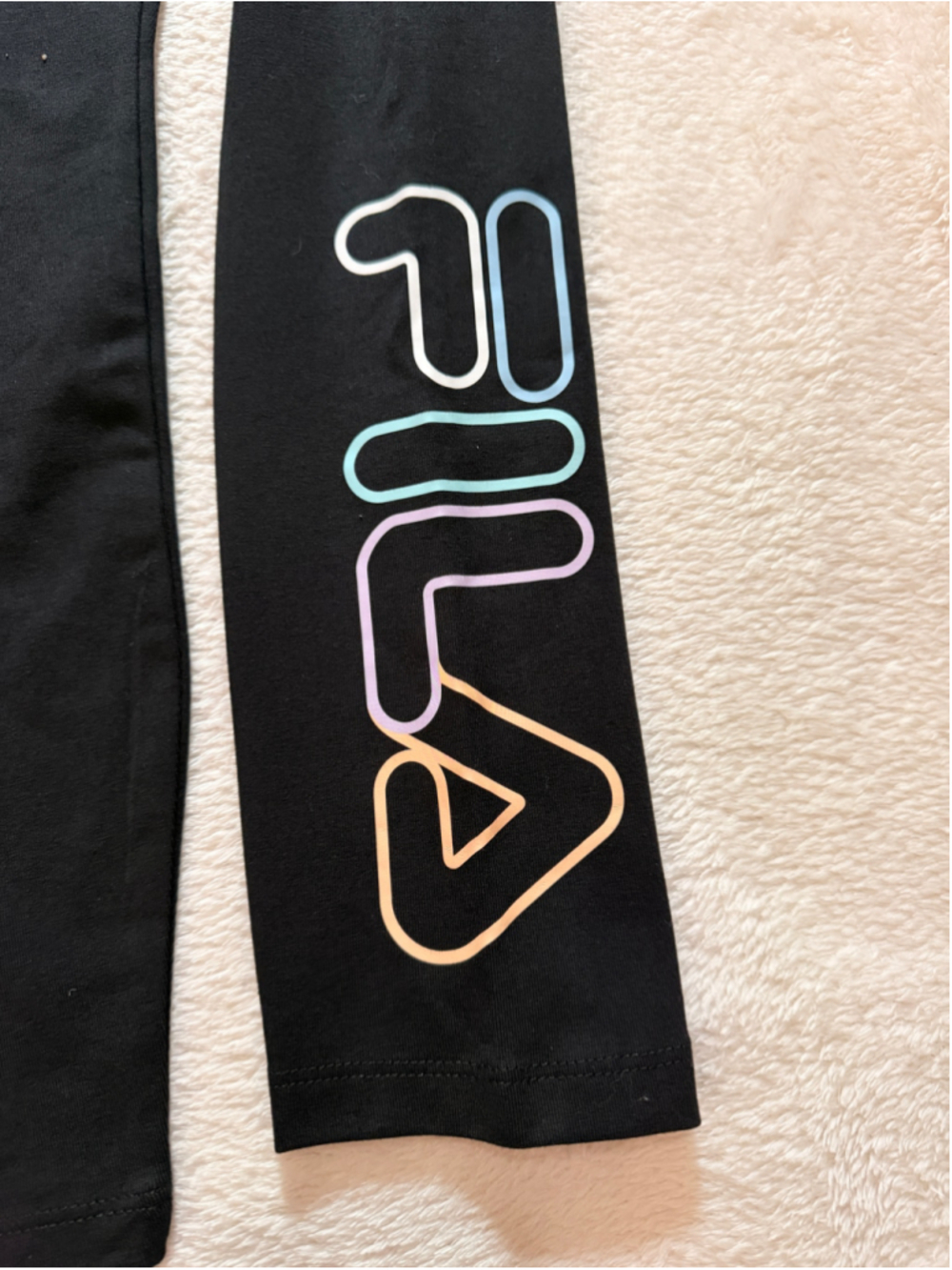 Fila Black Leggings with Multicolor Logo, Size S